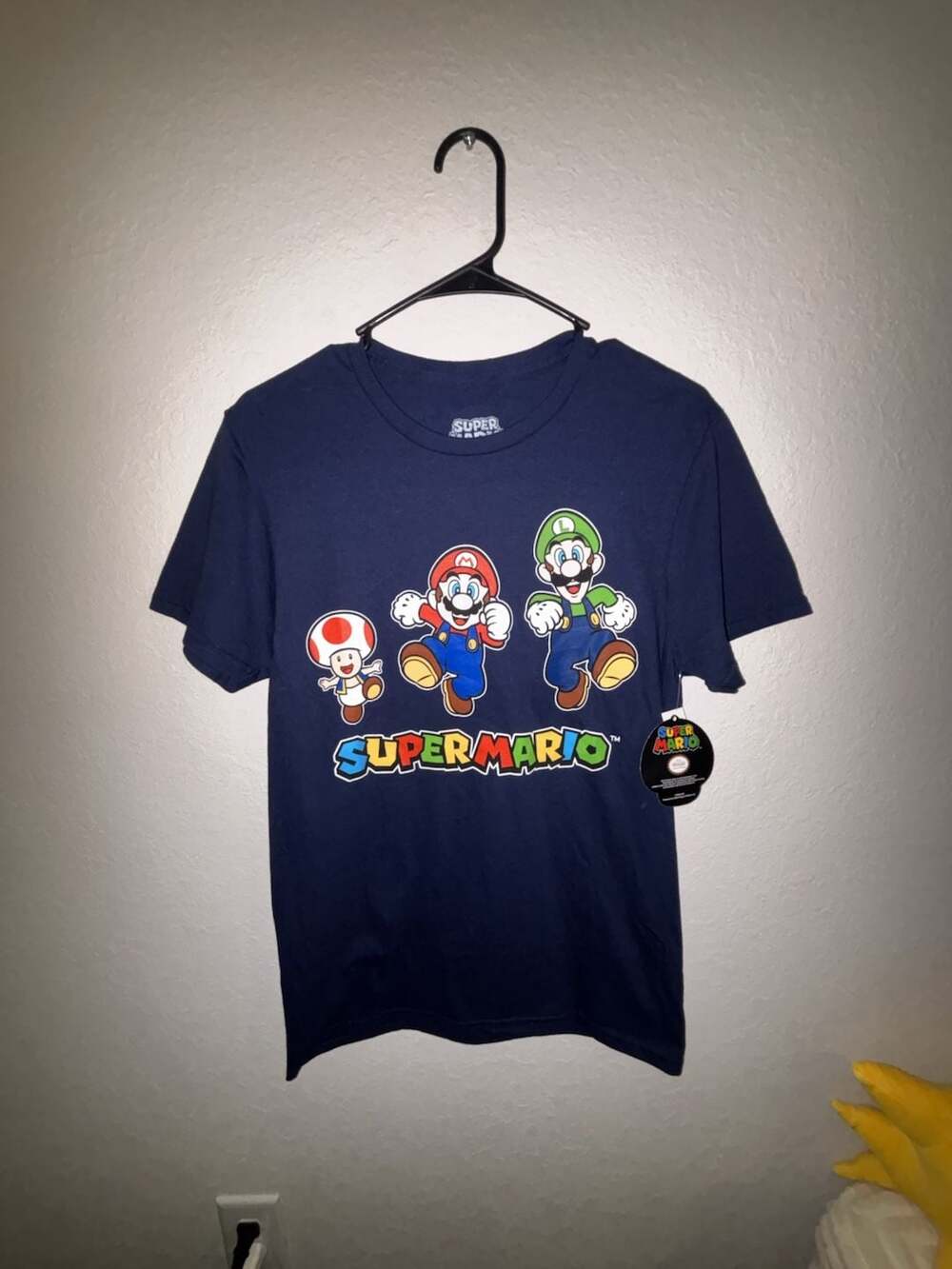 Super Mario Toad, Mario, and Luigi Running Graphic Navy T-Shirt
